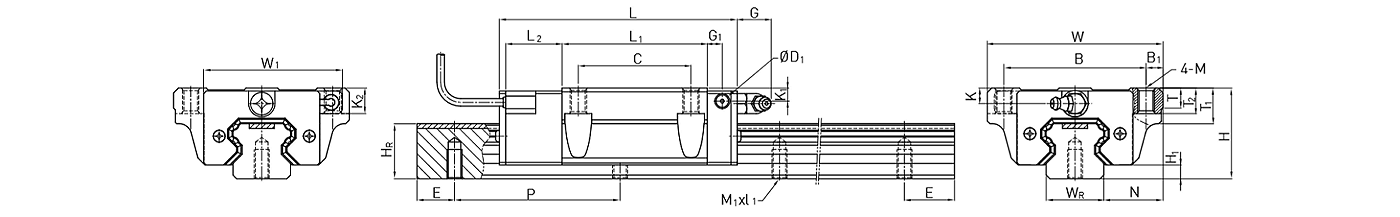 HIWIN Linear Guideway PGHW-CC / PGHW-HC Dimensions