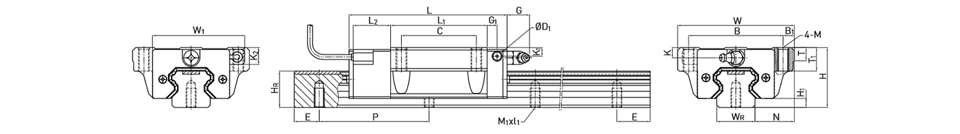 HIWIN Linear Guideway PGHW-CA / PGHW-HA Dimensions
