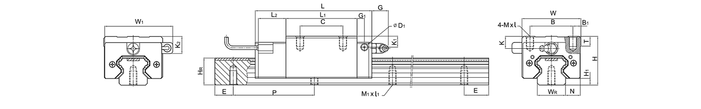 HIWIN Linear Guideway PGHH-CA / PGHH-HA Dimensions